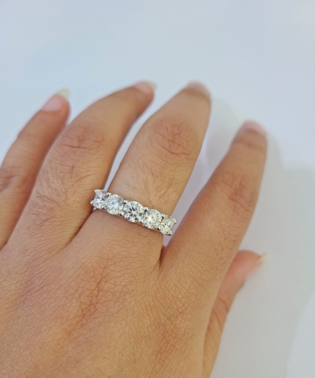 Real 10k White Gold Diamond Ladies Ring Lab Created Women Engagement Wedding - GoldenlinQ